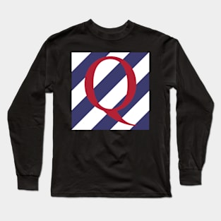 Old Glory Letter Q Red on Blue and White Stripes Long Sleeve T-Shirt